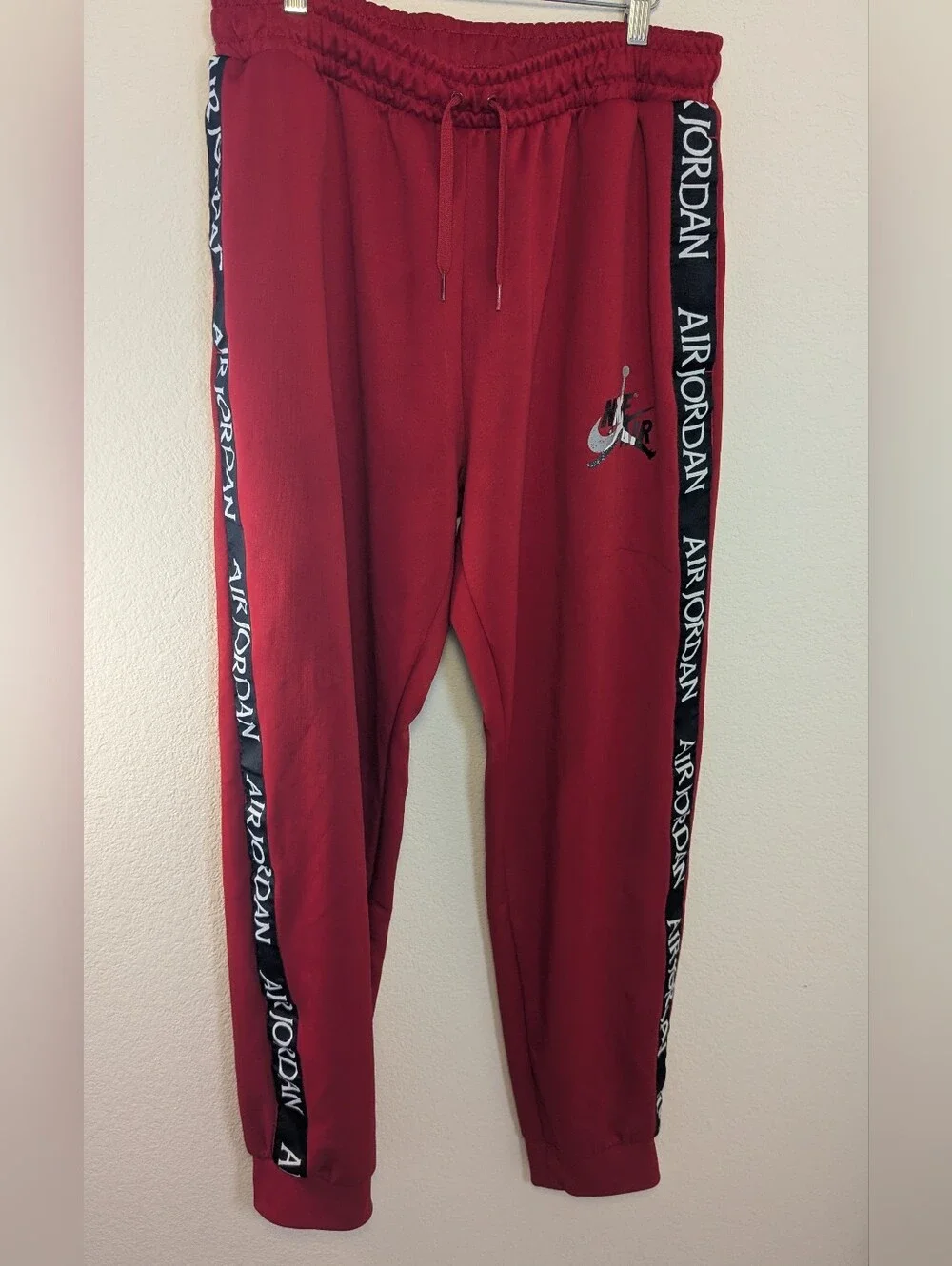 Jordan Air Men’s XL Red Logo Tape Jogger Track Pants Jumpman Nike